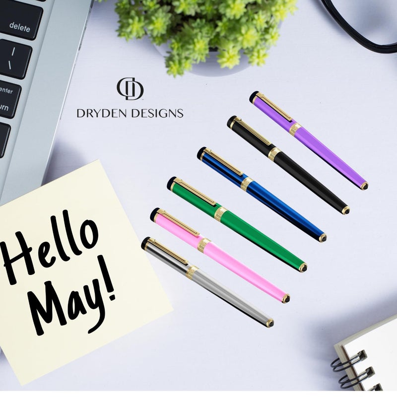 Dryden Designs Fountain Pen - Medium Nib and Fine Nib | Includes Luxury Box, 6 Ink Cartridges - 3 Black 3 Blue and Ink Refill Converter - Luscious Pink - Image 5
